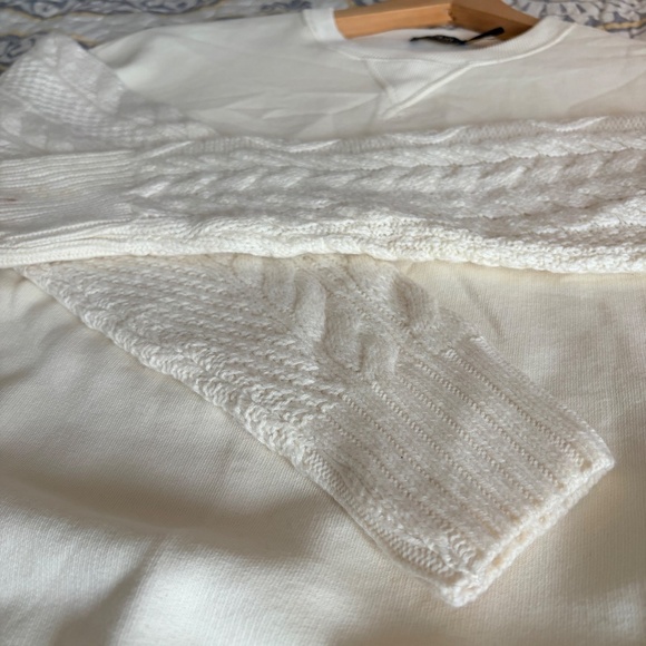 RARE Polo Ralph Lauren Cream Hybrid Sweater & Fleece Crewneck Sweatshirt, Small - Picture 11 of 16